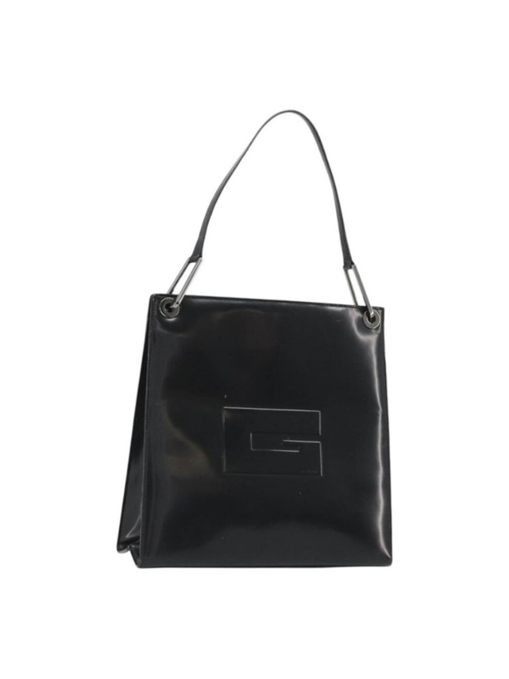Authentic GUCCI Shoulder Bag Patent leather Black Silver 001 1013 3037